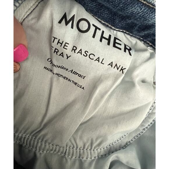 MOTHER Denim The Rascal Ankle Fray Opposites Attract Straight Slim Jeans Sz 28 - Picture 10 of 14